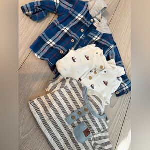 Plaid and Striped Kids Shirt Set